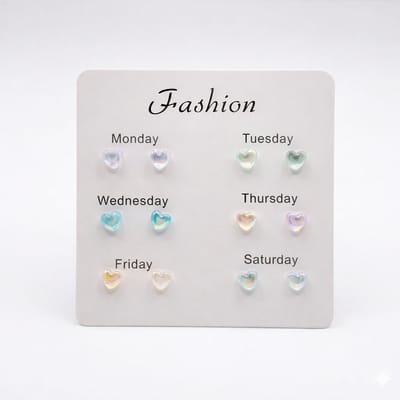 Iridescent hart oorbellen set dames en meisjes mini oorstekers met hartvorm multicolor glanzend ontwerp 6 paar geschikt voor dagelijks gebruik