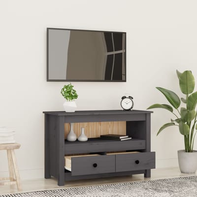vidaXL - Tv-meubel - 79x35x52 - cm - massief - grenenhout - grijs