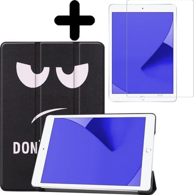 Hoes - Geschikt voor Apple iPad 8 (2020) - 10.2 inch - 8e Generatie - Met Screenprotector - Trifold Bookcase - Hard Cover - Hardcover Book Case - Tablet Hoesje - Don't Touch Me