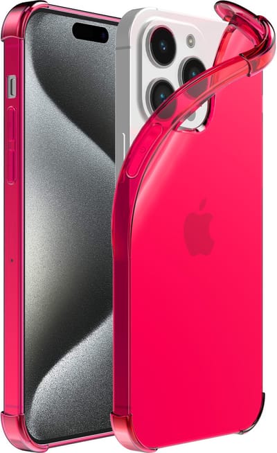 Smartphonica Telefoonhoesje geschikt voor iPhone 15 Pro - Transparant Shockproof siliconen Hoesje met Stootrand – Neon Roze geschikt voor iPhone 15 Pro