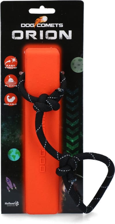 Dog Comets Orion Dummy - 20 x 4 x 4 cm - Hondenspeelgoed - Apporteerspeelgoed - Drijvend - Oranje