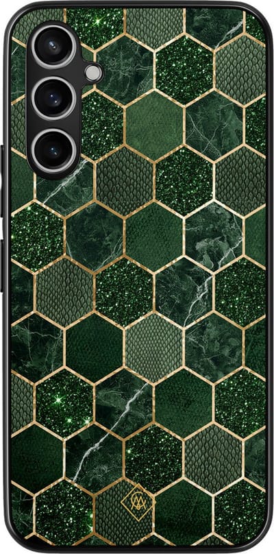 Casimoda® hoesje - Geschikt voor Samsung Galaxy A54 - Kubus Groen - Zwart TPU Backcover - Geometrisch patroon - Groen