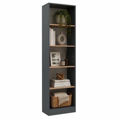 VCM Bücherregal für Aktenordner, Büroregal mit 5 Fächern, H. 183 x B. 52 x T. 30 cm, Standregal für Homeoffice und Büro - Dilos