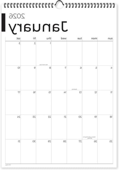 Wandkalender 2025-2026 - Jaarkalender Planner - Georganiseerd Blijven - 18 Maanden Overzicht - 43 x 31 cm - Zwart