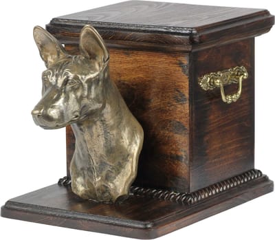 Elegante urn voor Basenji, Afrikaanse bos hond en Congo hond met beeldje