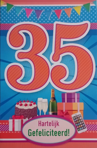 35 Jaar Gefeliciteerd - Luxe verjaardagskaart - 12x17cm - Gevouwen Wenskaart inclusief envelop - Leeftijdkaart - D11838
