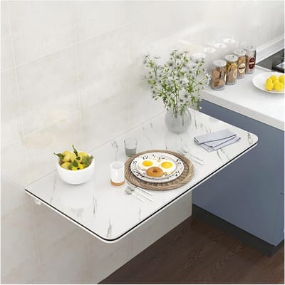Opvouwbare Wandtafel - Klaptafel Bureau - Ruimte Besparen - Stevige Driehoekige Beugel - 80 x 40 cm - Houtkleur