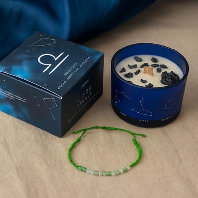 Zodiac kristallen kaars met edelsteen armband - weegschaal - sterrenbeeld kaars - libra