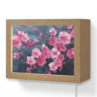Wandlamp 20x15 cm - Oplaadbaar - Bloem - Bloesems - Roze - Abstract - Wandlampen binnen woonkamer - Slaapkamer lamp met kabel - Decoratieve nachtlamp - Vloerlamp snoer