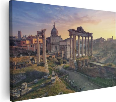 Artaza Canvas Schilderij Rome - 60x40 cm - Wanddecoratie Italië - Muurdecoratie Romeins Forum - Schilderijen Op Canvas Skyline