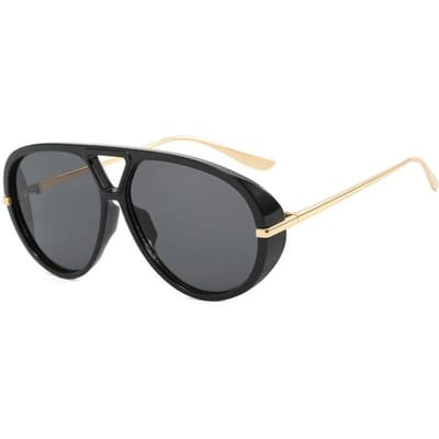 Lunettes de soleil surdimensionnées mode Y2k Cadre crapaud à double pont de luxe Lunettes de soleil vintage pour femmes d'extérieur