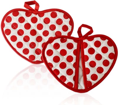 Pannenlappenset, pannenlappen en ovenwanten, extreem hittebestendig tot 250°C, hoogwaardig en zacht katoen, ovenwanten en onderzetters voor koken en bakken, keukenaccessoires (rood)