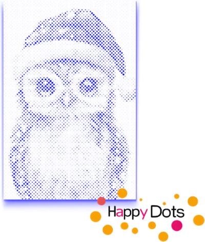 HappyDots DOT Painting Uil met Kerstmuts - Stippelschilderij 40x60cm