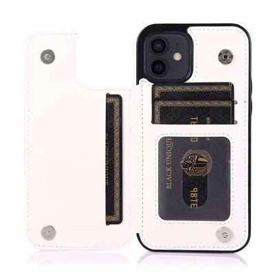 Hoesje geschikt voor iPhone 16e - Backcover - Pasjeshouder - Portemonnee - Kunstleer - Wit
