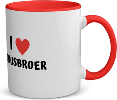 Akyol - i love bonusbroer koffiemok - theemok - rood - Broer - de liefste bonusbroer - verjaardag - cadeautje voor broer - broer artikelen - kado - geschenk - 350 ML inhoud
