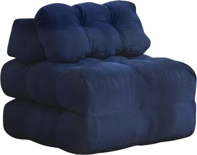 Slaapbank 1 Persoons - Opklapbare Slaapstoel met Kussen - Navy Blauw