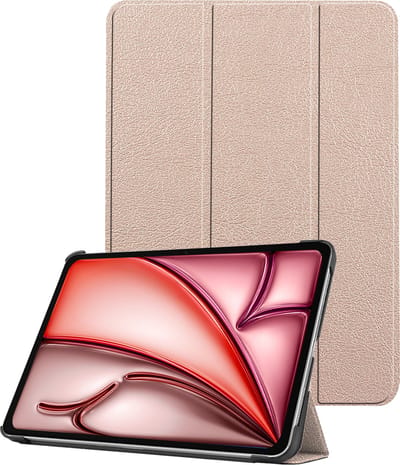 Hoes - Geschikt voor Apple iPad Air (2024/2025/2026) - 11 inch - Dun & Stevig - Trifold Bookcase - Hard Cover - Hardcover Book Case - Tablet Hoesje - Goud