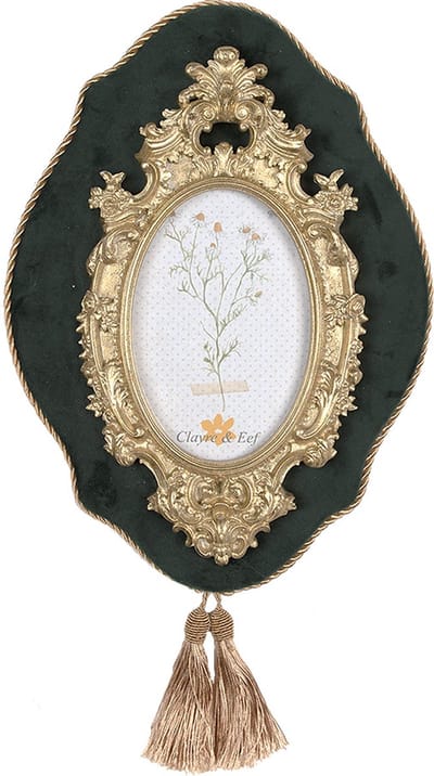Clayre & Eef Fotolijst 10x15 cm Groen Goudkleurig Polyresin
