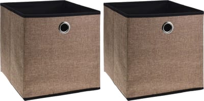 Storage Solutions Opbergmand/kastmand - 2x - 28 liter - bruin - 30 x 30 x 30 cm - Vakkenkast manden