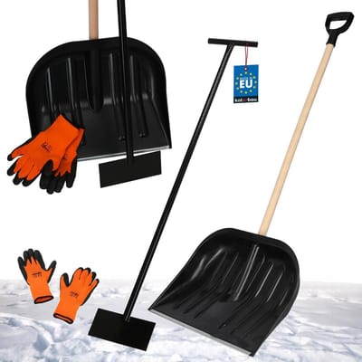 Sneeuwschep Set - Schuiver Krabber - Winterklaar Maken - Ergonomische Steel - 142 cm Schep - Zwart