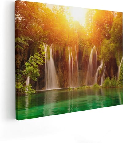 Artaza Canvas Schilderij Bos - 50x40 cm - Wanddecoratie Waterval - Muurdecoratie Landschap - Kamer Accessoires Natuur