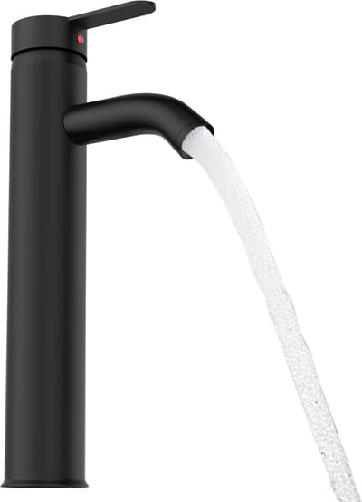ACXIN Badkraan Hoge Wastafel – Zwart RVS – 200 mm Uitloop – Keramisch