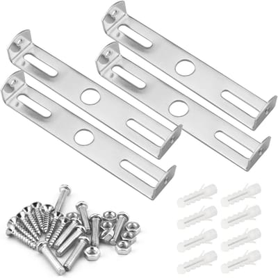 4 stuks - Plafondplaat - Beugel - Verlichtingsbeugel - Plafondbeugel - Hanglampbeugel - Voor wand of plafond - Lampbevestigingsbeugel - Met schroeven - Zilver