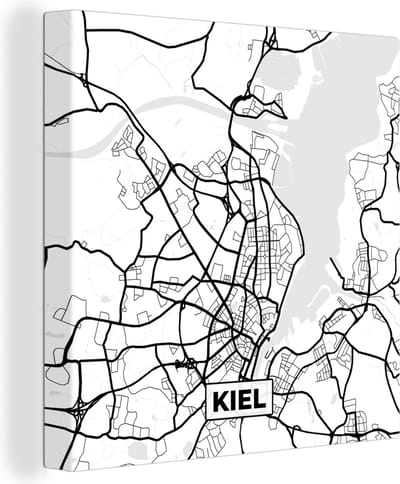 Canvas Schilderij Kiel - Plattegrond - Kaart - Stadskaart - 20x20 cm - Wanddecoratie