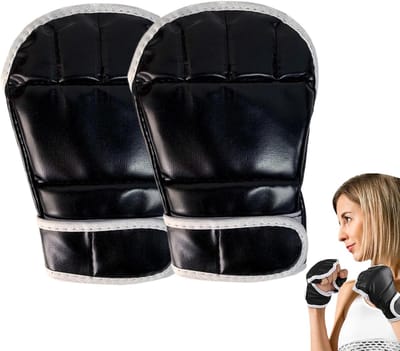 Kickboks Sparringhandschoenen - Vechtsport Handschoenen - Training en Vechtsport - Open Palm Ontwerp - 20.5 x 14 cm - Zwart