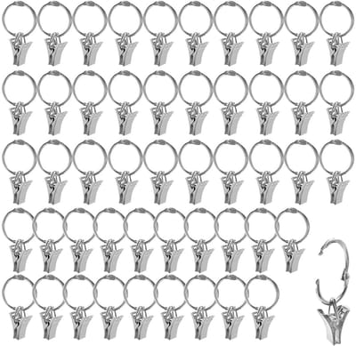 Unyqoos® Set van 50 veelzijdige gordijnringen met clips voor diverse gordijnen