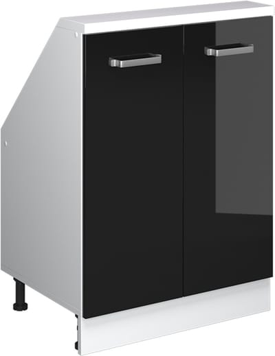 Vicco Rion Kast voor schuine wand – met 2 deuren Zwart hoogglans/wit