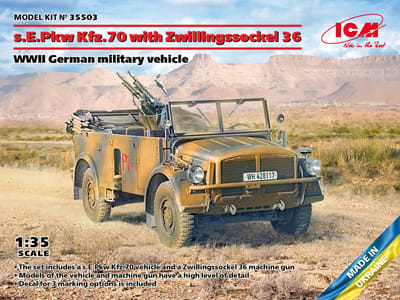 ICM Modelbouwpakket Militaire voertuigen - 35503 s.E.Pkw Kfz.70 with Zwillingssockel 36 - WWII German military vehicle Plastic - 1:35 - Modelbouw