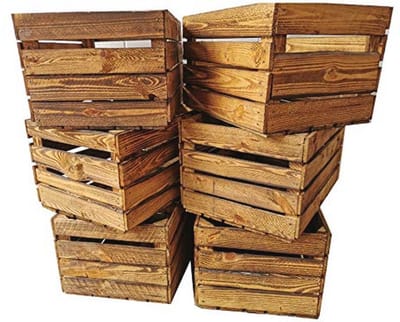 Gevlamde Houten Kisten Set van 6 – Perfect voor Meubelbouw en Opslag
