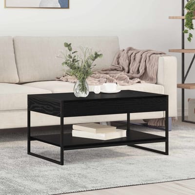 vidaXL - Salontafel - Zwart - Eiken - 80 - x - 50 - x - 40 - cm - Bewerkt - hout