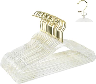 Famanu – Transparante kunststof kleerhangers, set van 20, ultradun en ruimtebesparend