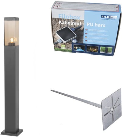 QAZQA malios - Moderne Staande Buitenlamp | Staande Lamp voor buiten - 1 lichts - H 80 cm - Donkergrijs - Buitenverlichting