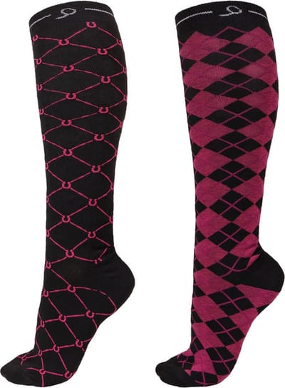 Paardrijsokken QHP Classic Hot Pink - 39-42