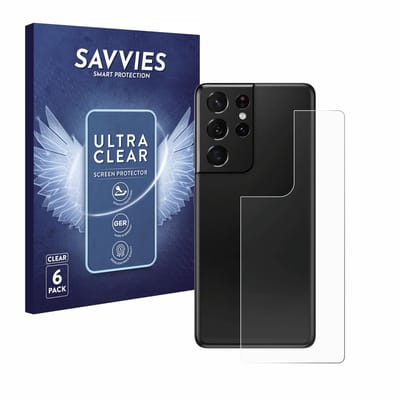 Savvies - Screenprotector voor Samsung Galaxy S21 Ultra 5G (Achterkant) - Folie Beschermfolie transparant 6 Stuks