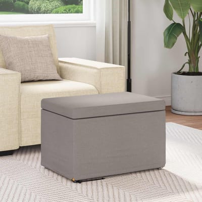vidaXL - Kruk - Taupe - 61 - x - 41 - x - 40 - cm - Stof - en - Geëngineerd - Hout