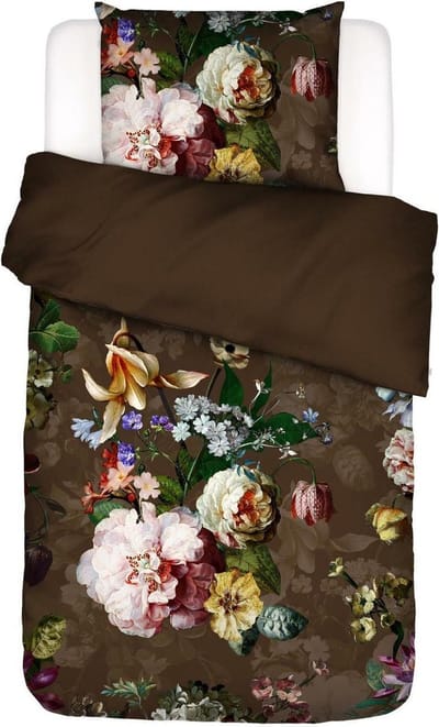 ESSENZA Fleur Dekbedovertrek Chocolade - Lits-Jumeaux XL – 260x200/220 cm