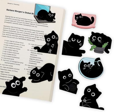 Solidchoice - Set van 10 Magnetische Boekmarkers met Schattige Katten