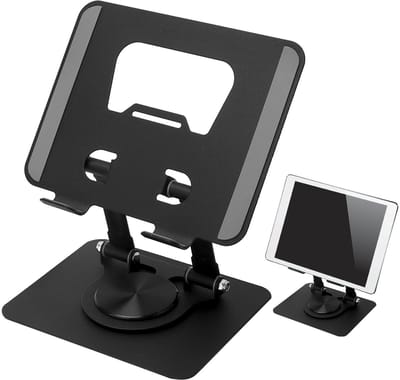 Dailygoody - Tabletstandaard - Verstelbare iPad-houder - 360 graden draaibaar - Aluminium - Draagbaar - Geschikt voor tablets en smartphones - Compact...