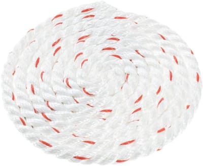 Gedraaid Touw - Utility Touw - Vastzetten van lading - Polyester Dacron vezel - 100 voet - Wit met rode tracer