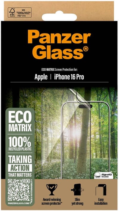 PanzerGlass Eco MATRIX Screen Protector iPhone 16 Pro | Ultra-Wide Fit