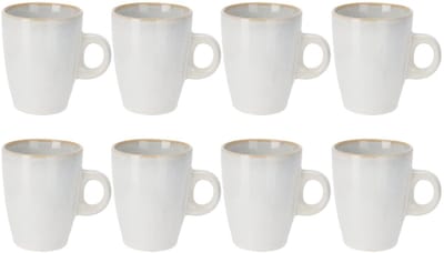 Siaki Koffiemok / theemok Faye - wit - set 8x - 220 ml - mokken - kerammiek - tas