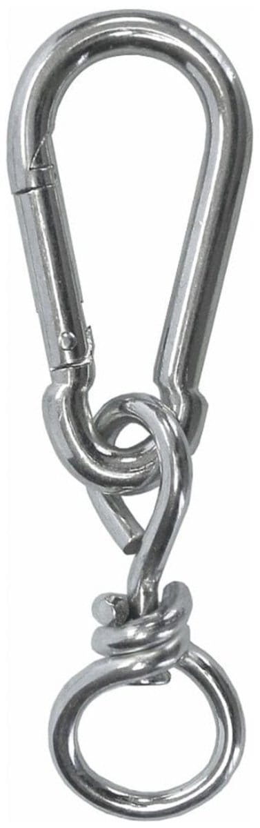 Karabijnhaak met 360° draaibare swivel – 80 mm – gegalvaniseerd staal – chroom