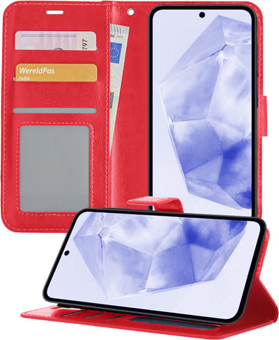 Hoesje - Geschikt voor Samsung Galaxy A35 - Luxe Bookcase - Walletcase Hoes - Portemonnee - Cover - Telefoonhoes - Rood
