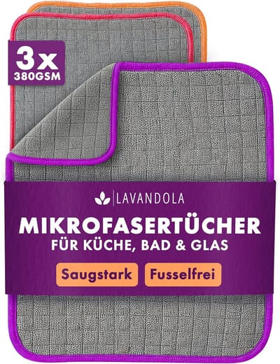 Thijox - 3 x Microvezeldoeken 30x30 cm - Ultrazacht en Extreem Absorberend, Pluisvrije Reinigingsdoekjes voor Huishouden, Keuken en Badkamer