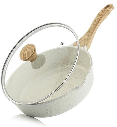 Keramische Koekenpan 28cm met Antiaanbaklaag voor Inductie - Vrij van PFAS/PFOA - Ergonomisch Handvat