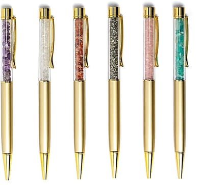 Pen gevuld met edelsteenchips - wordt assorti geleverd